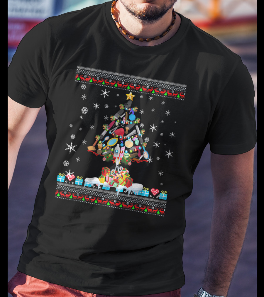 Christmas Tree Hairstylist Tools Ugly T-Shirt