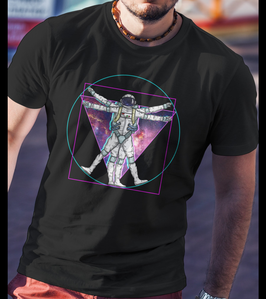 Vaporwave Astronaut Vitruvian Man Pastel Goth Triangle T-Shirt