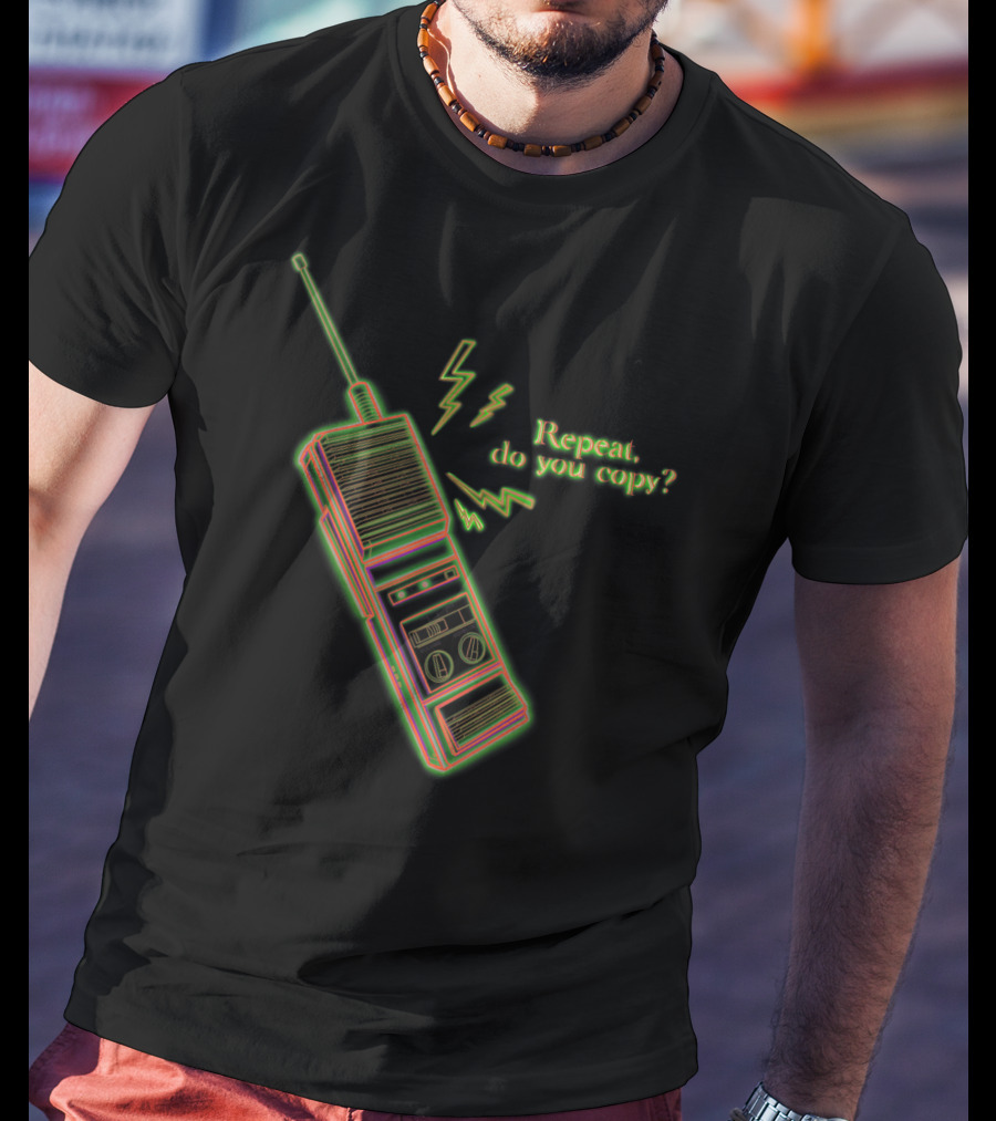 Vintage 80s Stranger Walkie Talkie Repeat Do You Copy T-Shirt