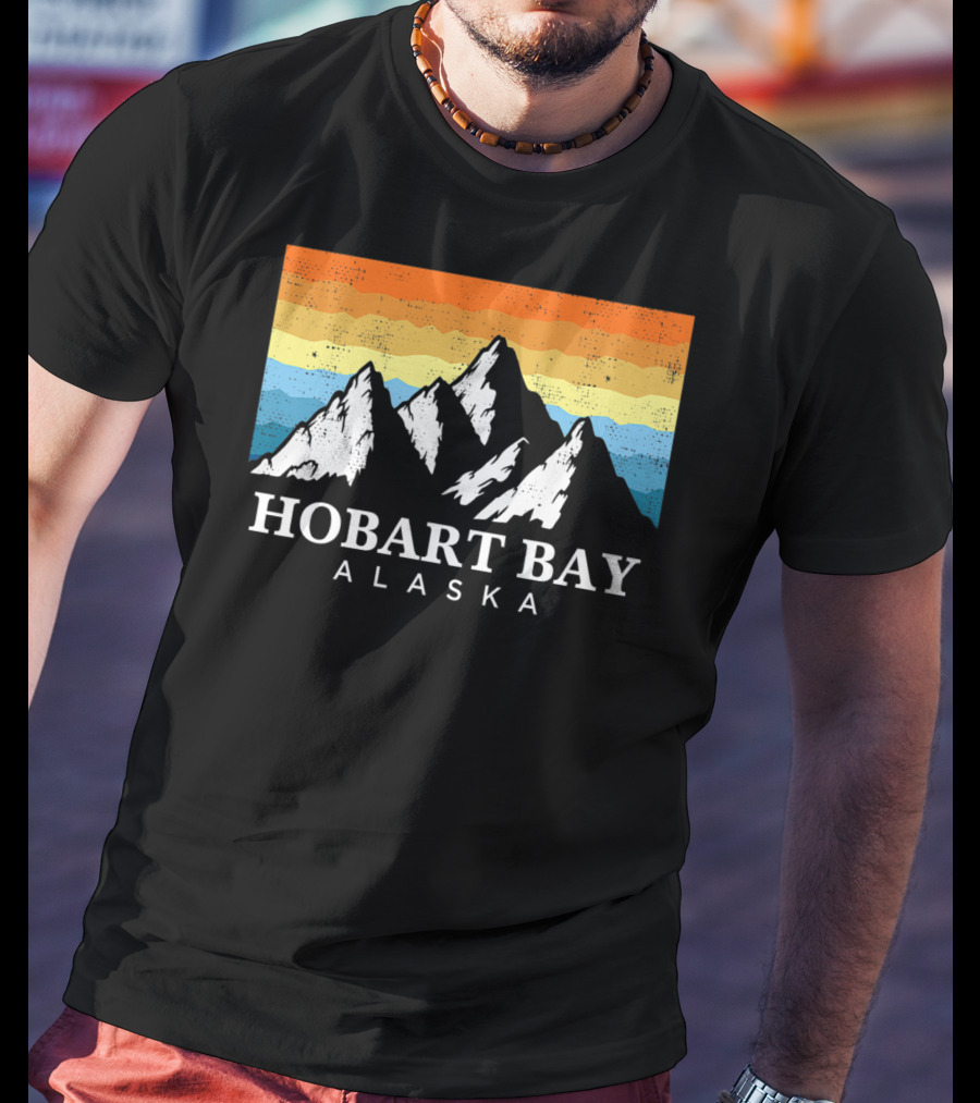Hobart Bay Alaska Mountain Retro Vintage Landscape T-Shirt