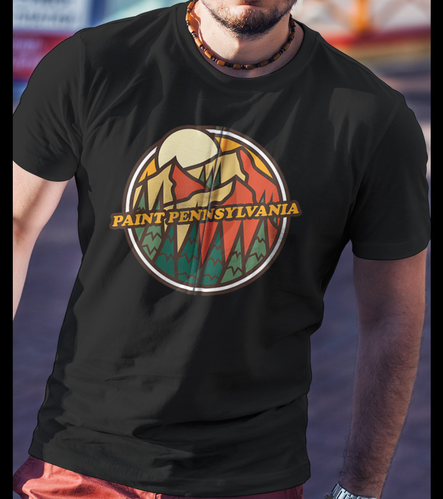 Paint Pennsylvania Vintage Mountain Hiking Adventure Sunset T-Shirt