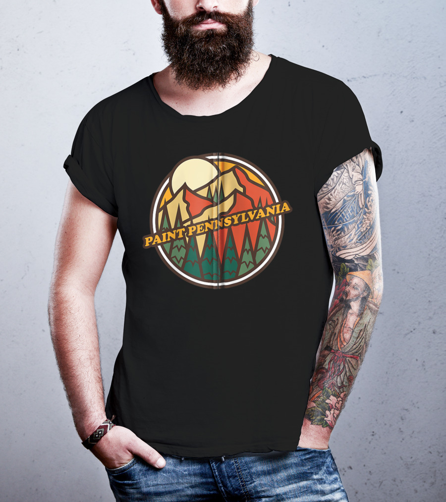 Paint Pennsylvania Vintage Mountain Hiking Adventure Sunset T-Shirt