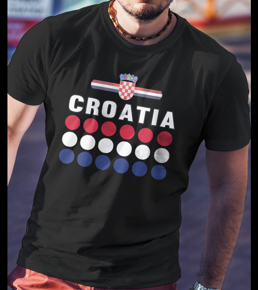 Croatia National Pride Croatian Flag Colors Checkerboard Crest T-Shirt
