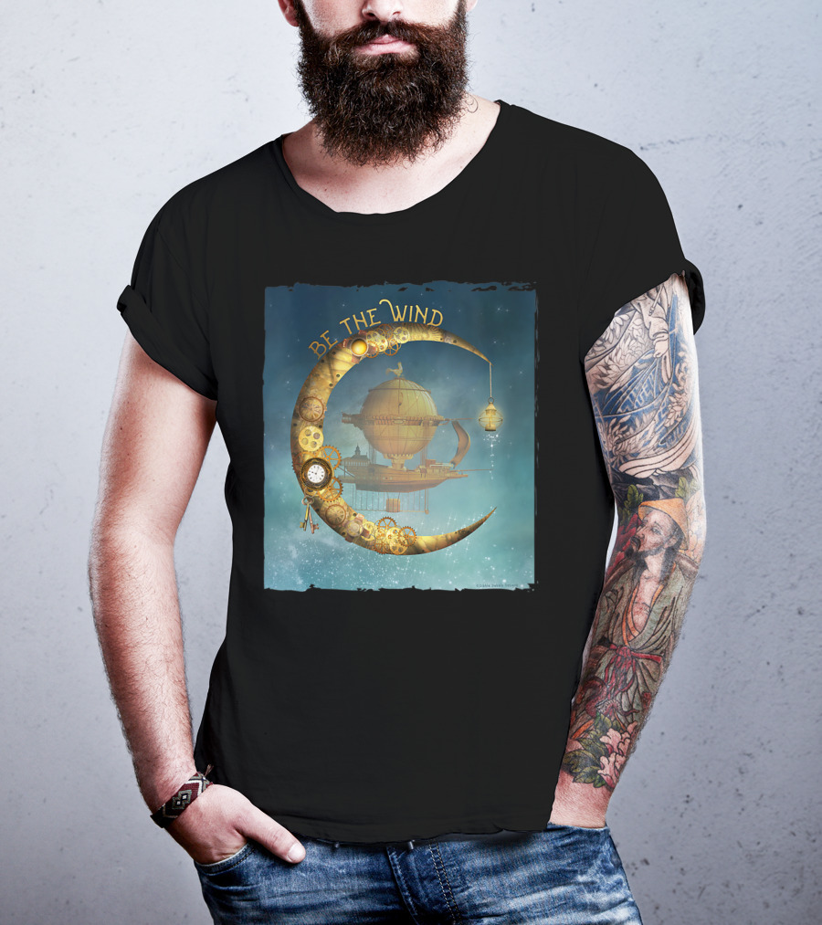 Be The Wind Fantasy Airship Steampunk Moon Gears T-Shirt