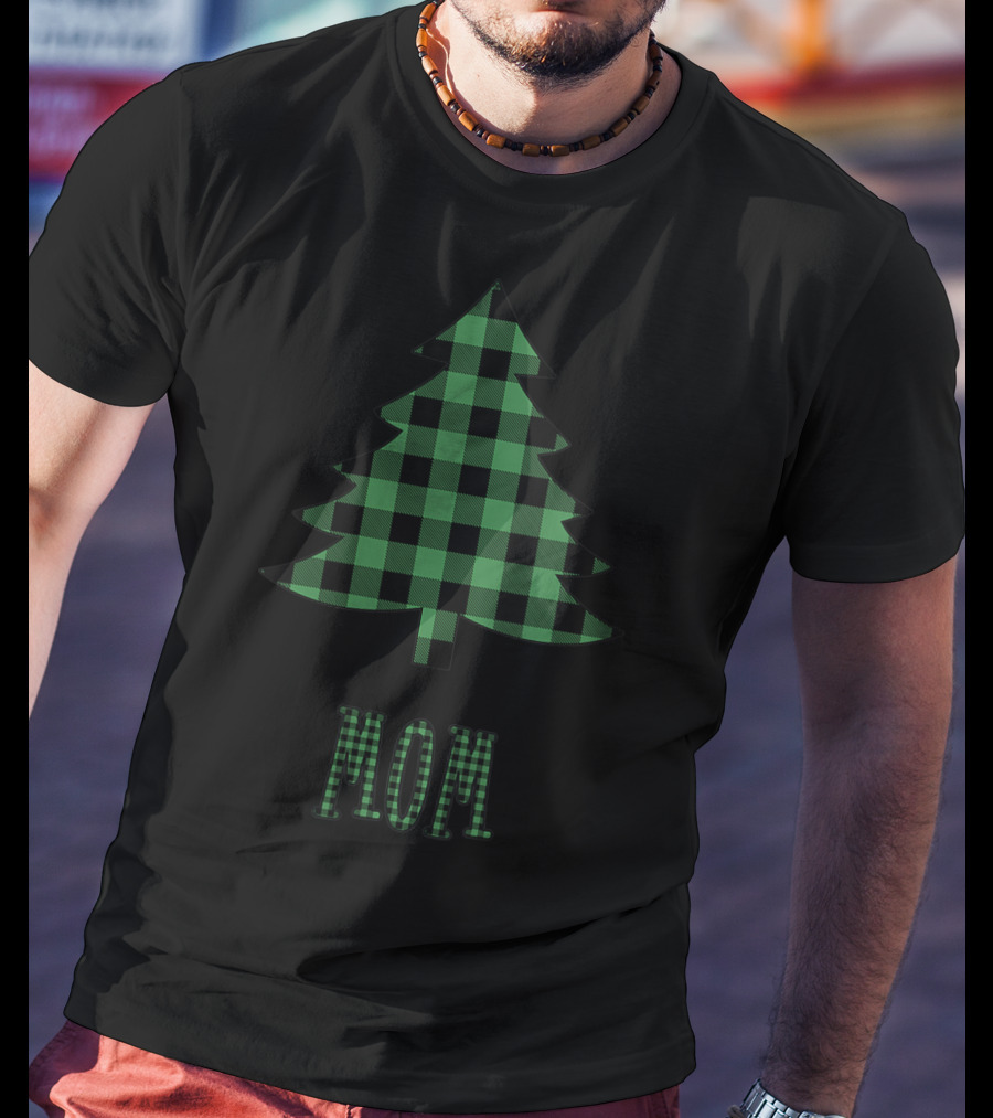 Green Buffalo Plaid Christmas Tree Mom T-Shirt