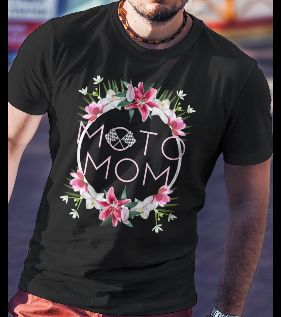 Moto Mom Floral Checkered Motocross T-Shirt