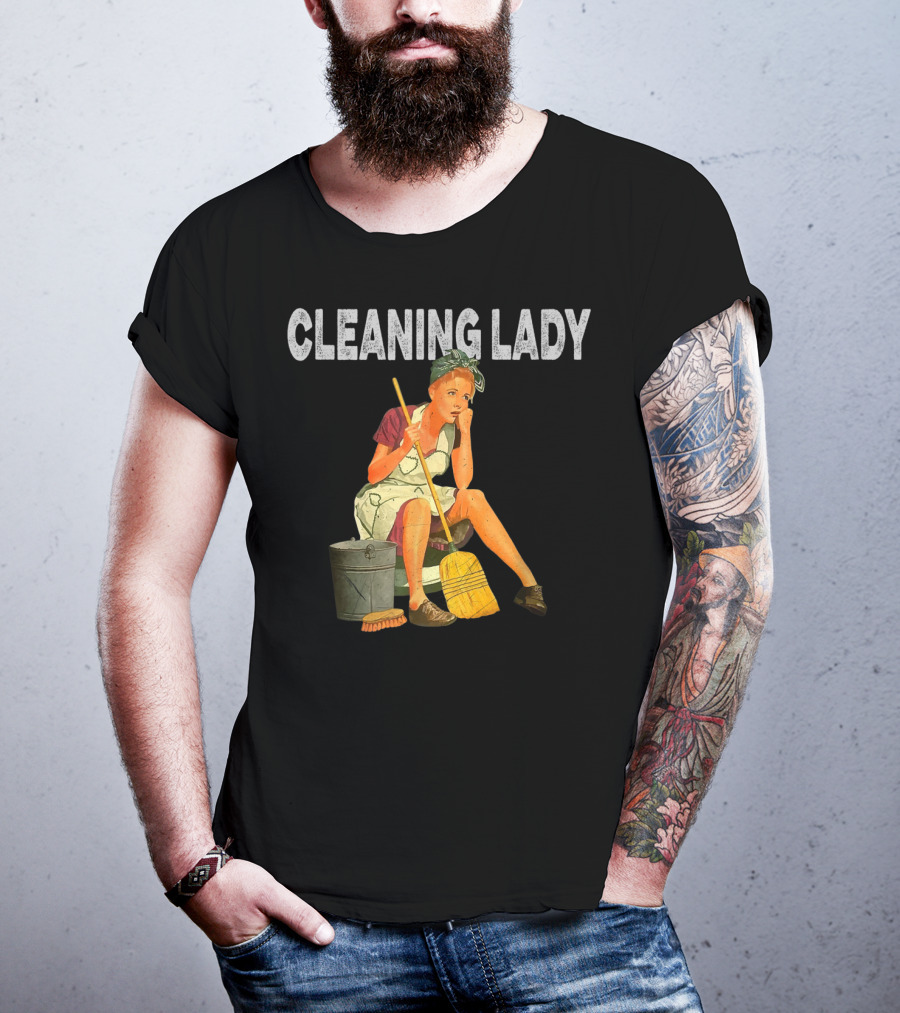 1950S Vintage Cleaning Lady With Broom And Bucket T-Shirt