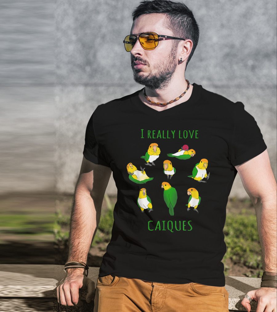 I Really Love Caiques Parrot Lovers Doodle T-Shirt