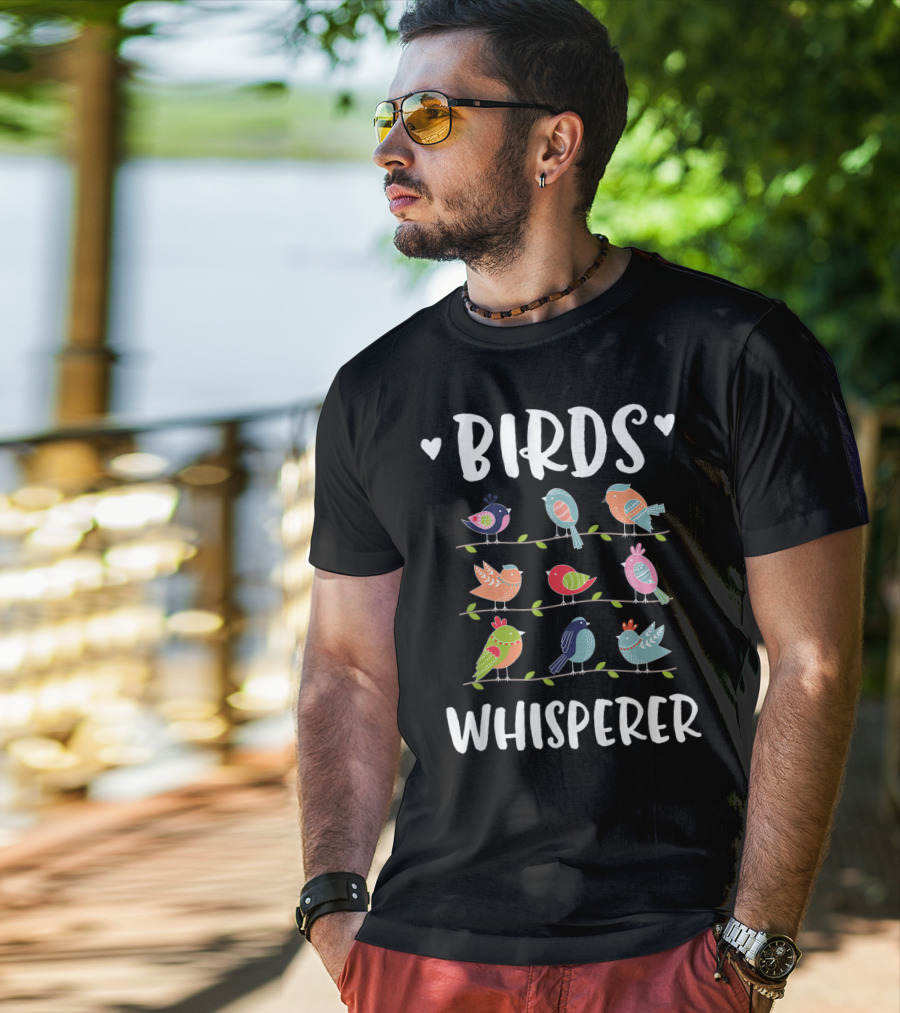 Birds Whisperer Colorful Bird Lover Birder T-Shirt