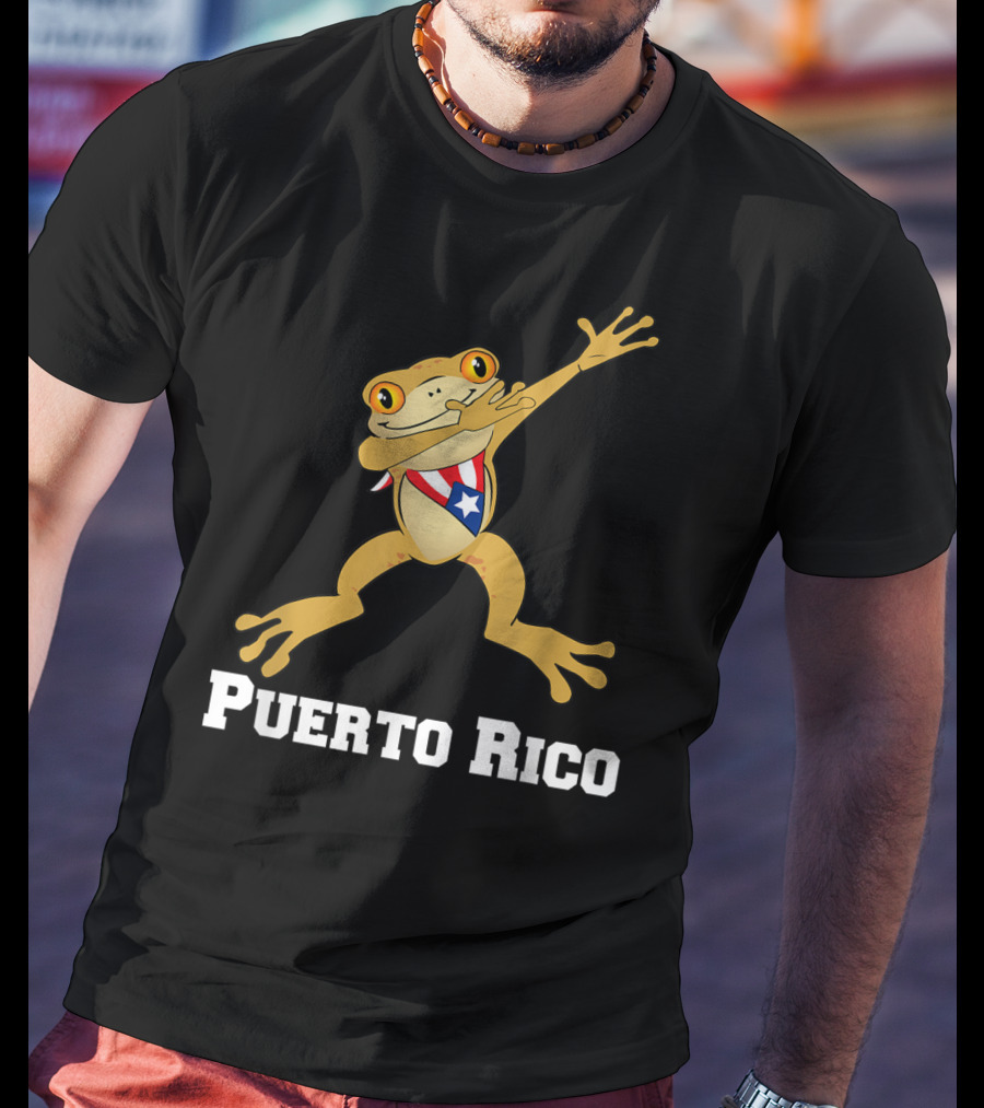 Dabbing Coqui Frog Puerto Rico Flag T-Shirt