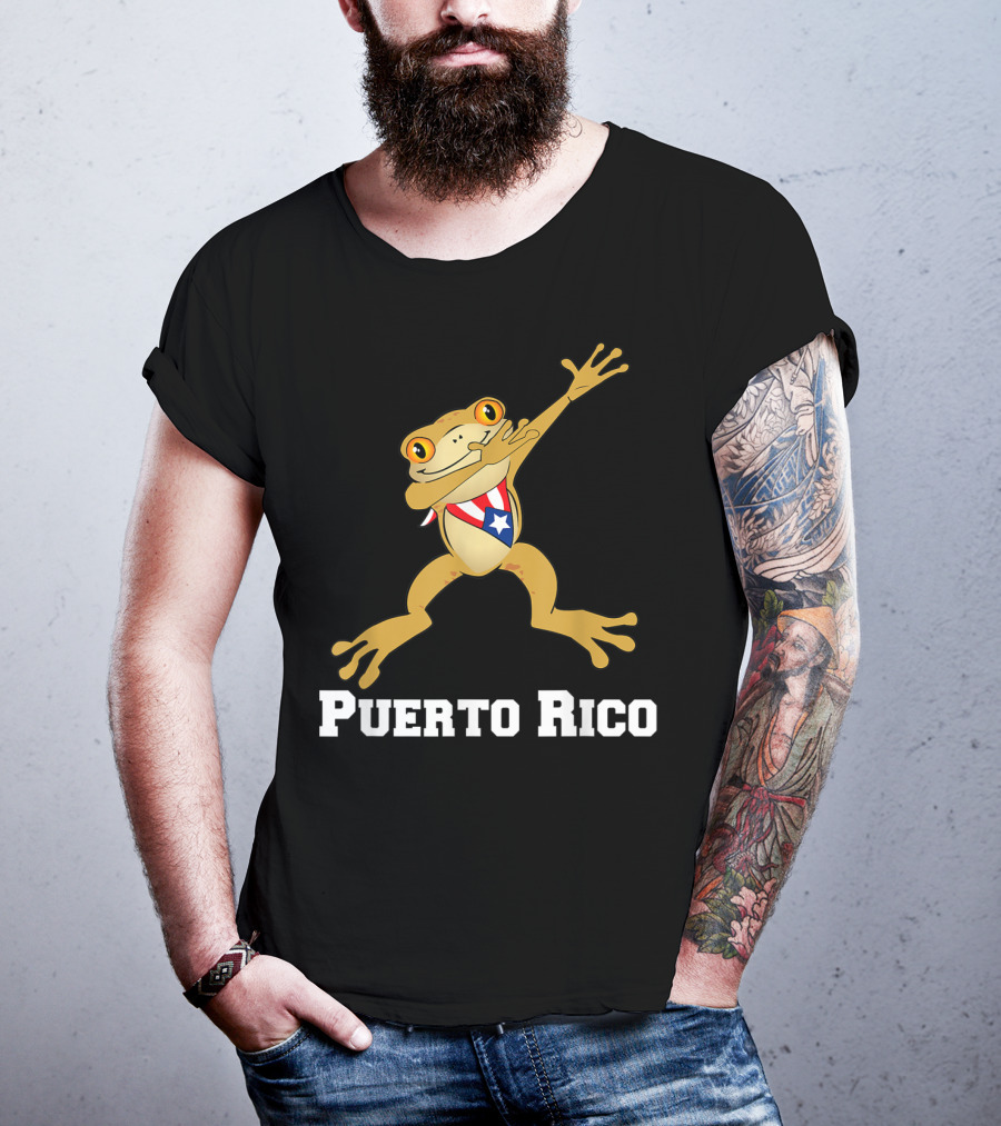 Dabbing Coqui Frog Puerto Rico Flag T-Shirt
