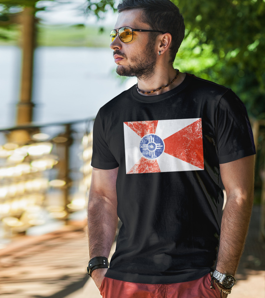Distressed Vintage Wichita Flag T-Shirt