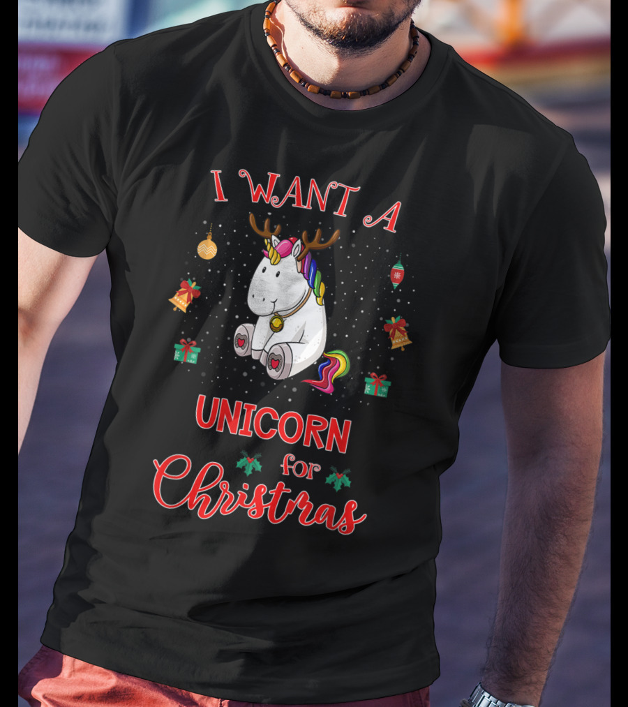 I Want A Unicorn For Christmas Funny Unicorn Xmas Pajama T-Shirt