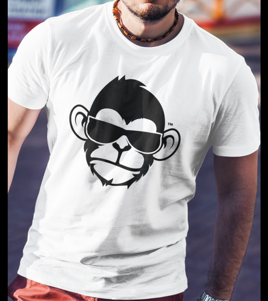 Fuzewear Monkey Face Sunglasses Cool Black T-Shirt