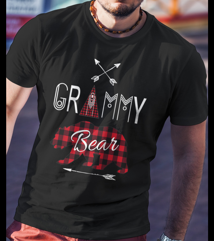 Grammy Bear Buffalo Plaid Family Vacation Rustic Arrow T-Shirt