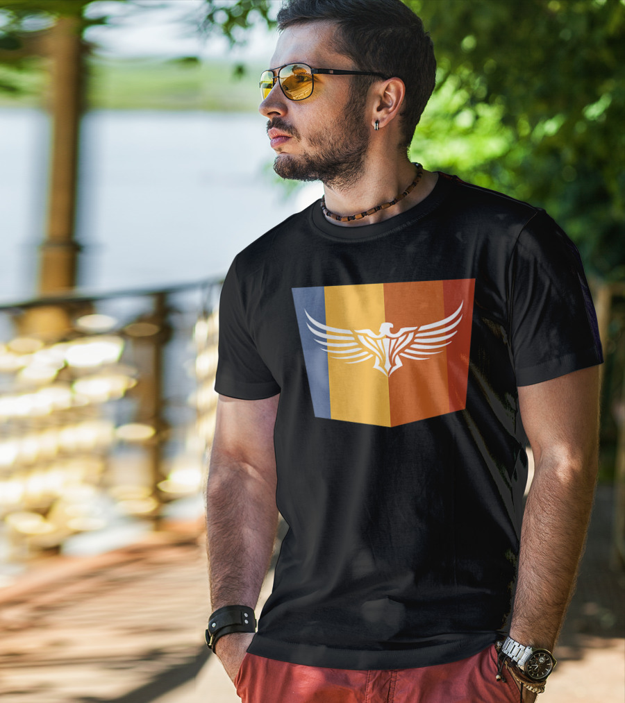 Falcon Great Eagle Winged Emblem With Tricolor Shield T-Shirt
