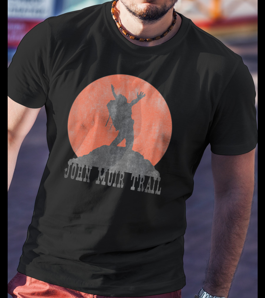 John Muir Trail Classic Hikers Silhouette With Backpack And Sunset T-Shirt