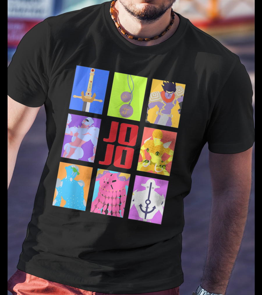 JOJO's Bizarre Adventure Iconic Character And Stand Panels Collection T-Shirt
