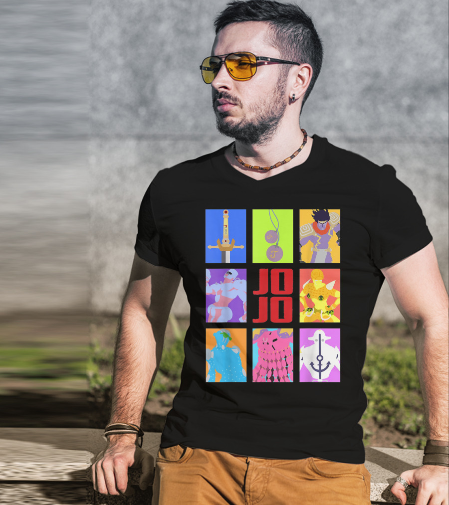 JOJO's Bizarre Adventure Iconic Character And Stand Panels Collection T-Shirt
