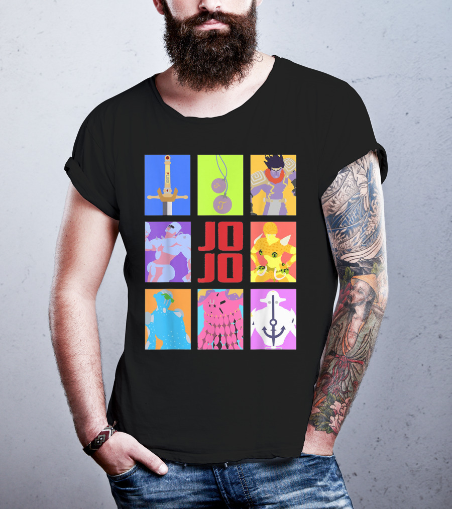 JOJO's Bizarre Adventure Iconic Character And Stand Panels Collection T-Shirt