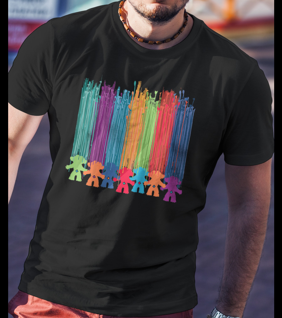 Kids Classic Trolls Rainbow Hair Paint Streaks T-Shirt