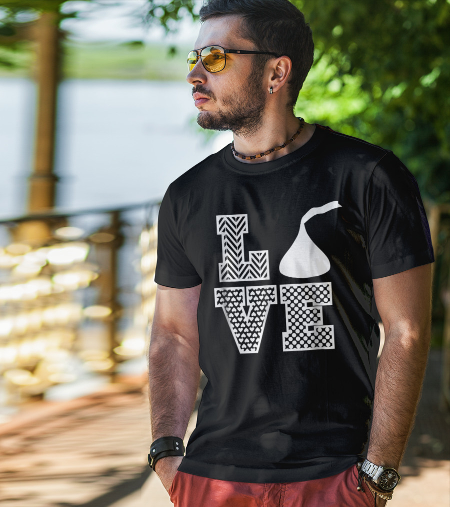 LOVE Hershey's Kisses Patterned Lettering Design Style 24476 T-Shirt