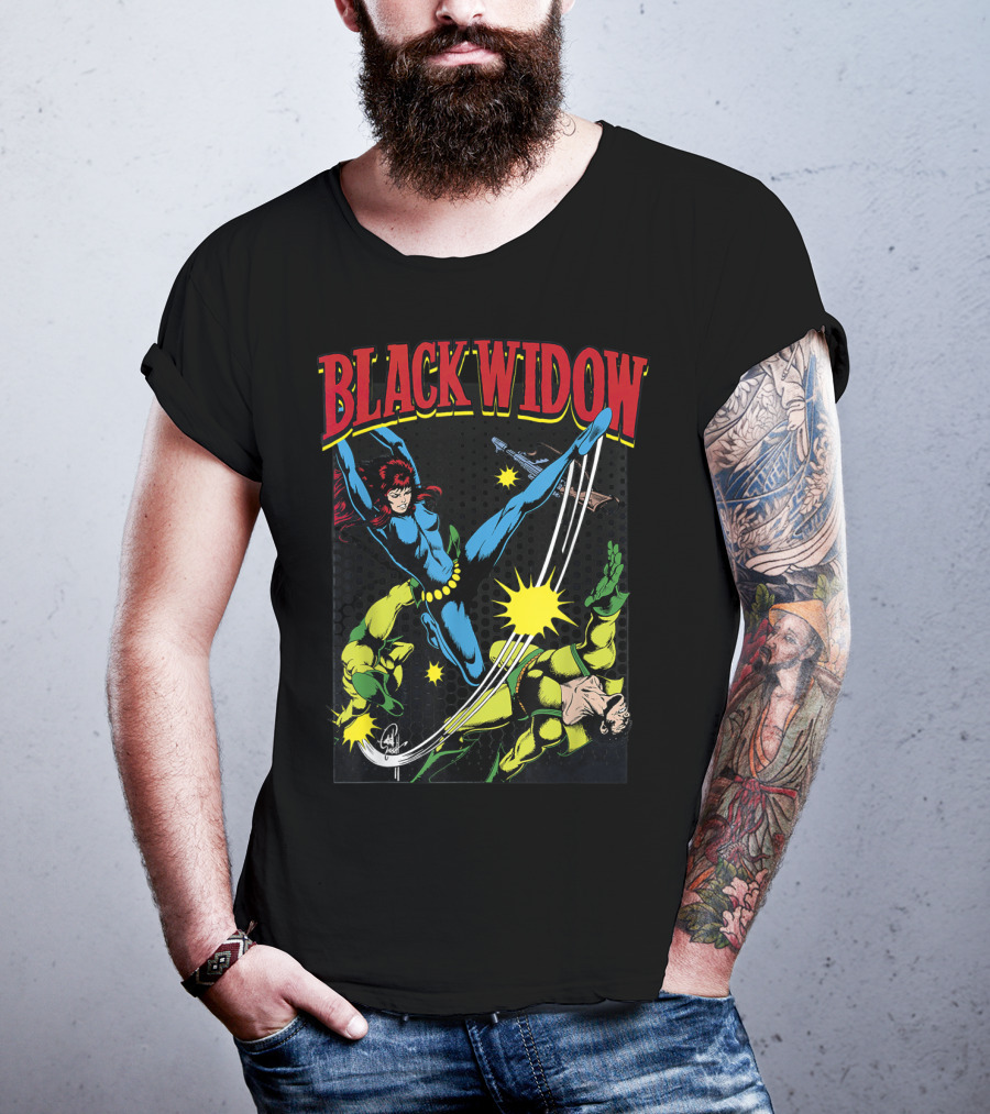 Marvel Black Widow Classic Comic Action Scene T-Shirt