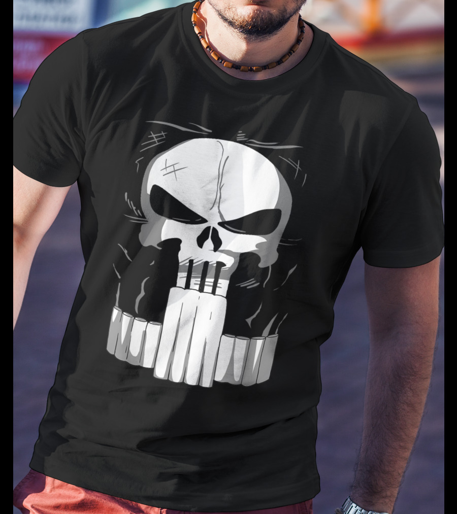 Marvel Punisher Skull With Bullet Teeth T-Shirt