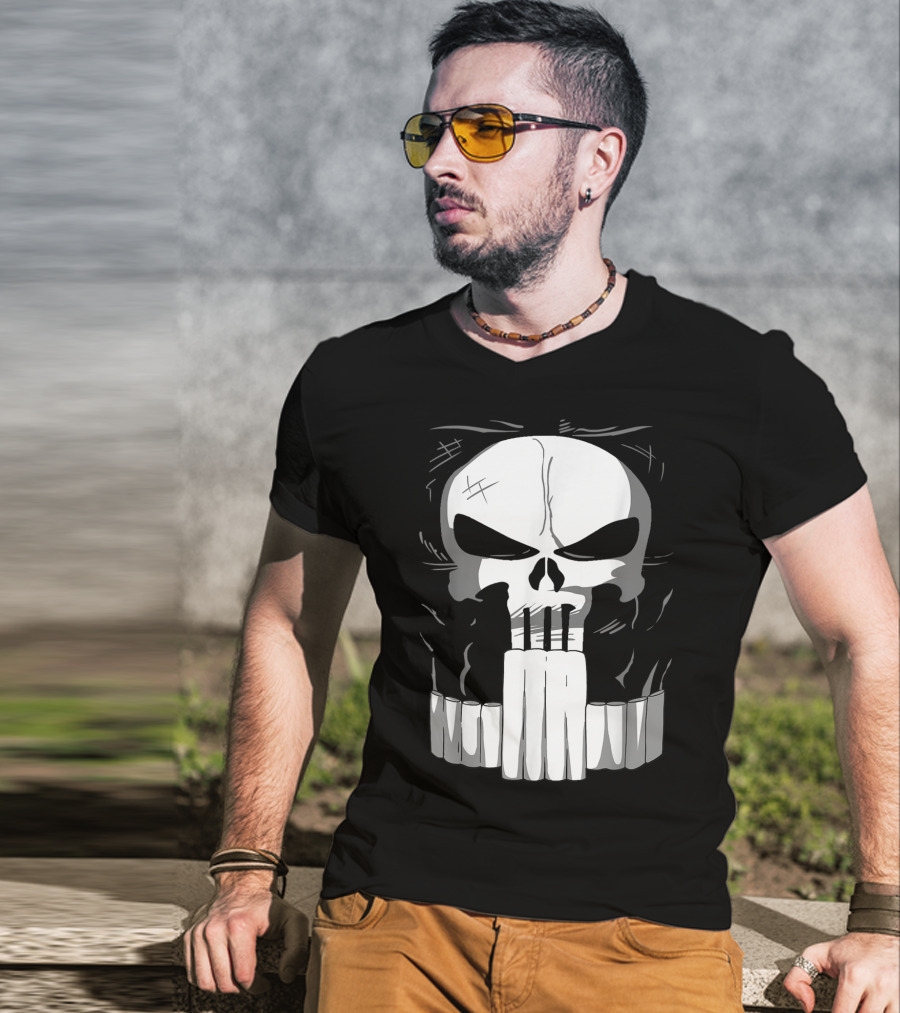 Marvel Punisher Skull With Bullet Teeth T-Shirt