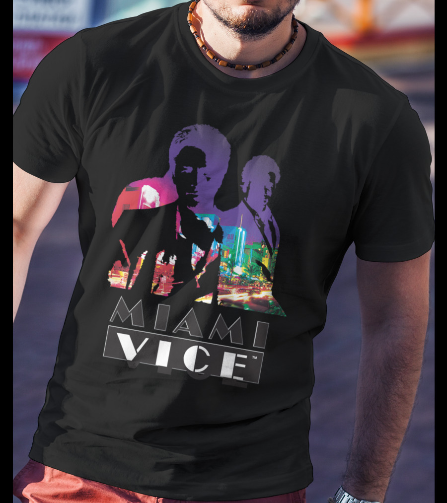 Miami Vice Classic Neon Cityscape T-Shirt