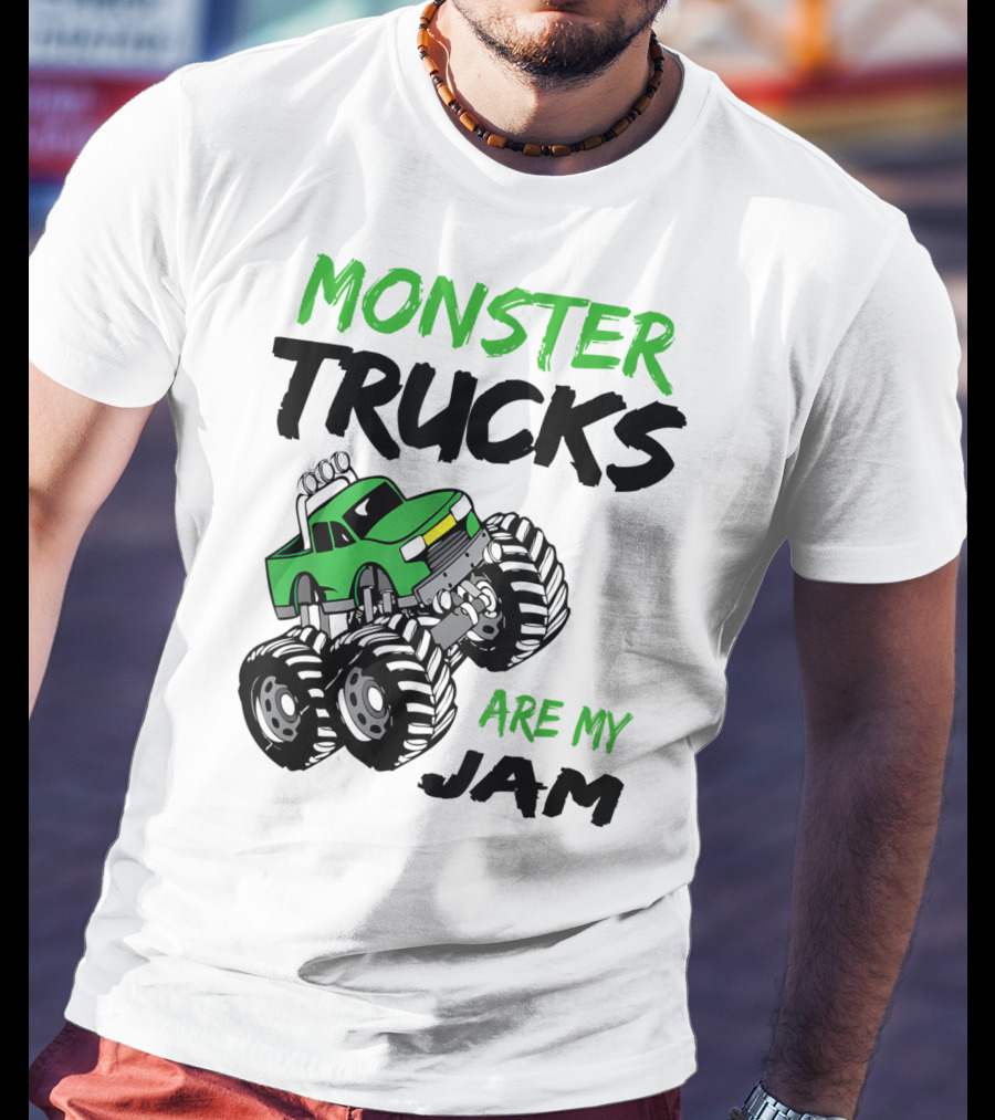 Monster Trucks Are My Jam Classic Green Racing Adventure T-Shirt