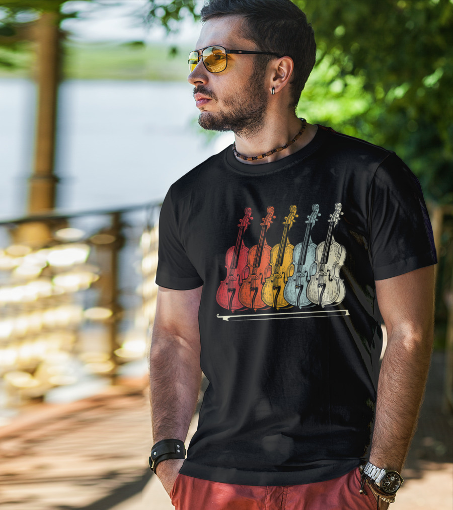 Classic Cello Rainbow Musical Instrument T-Shirt