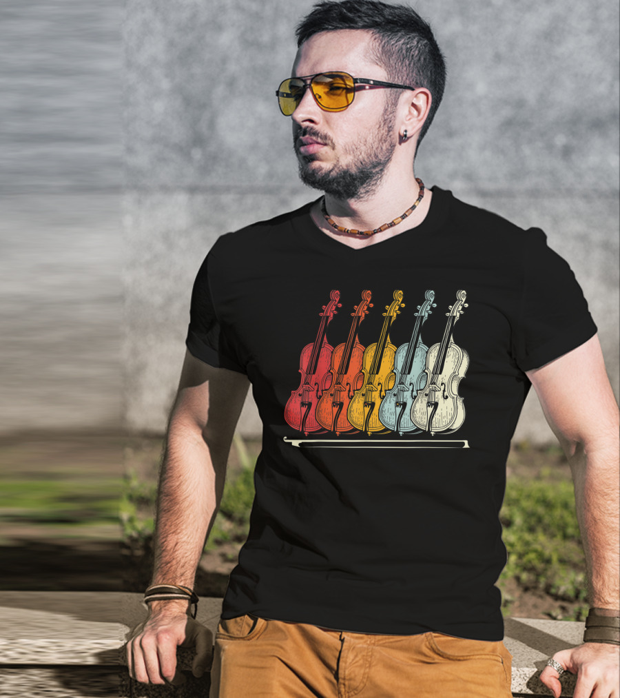 Classic Cello Rainbow Musical Instrument T-Shirt
