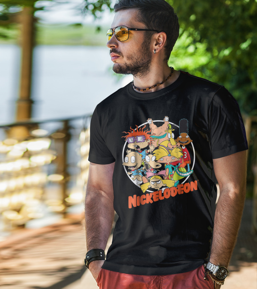 Nickelodeon Classic 90s Characters Rugrats Hey Arnold Gerald Cartoons T-Shirt