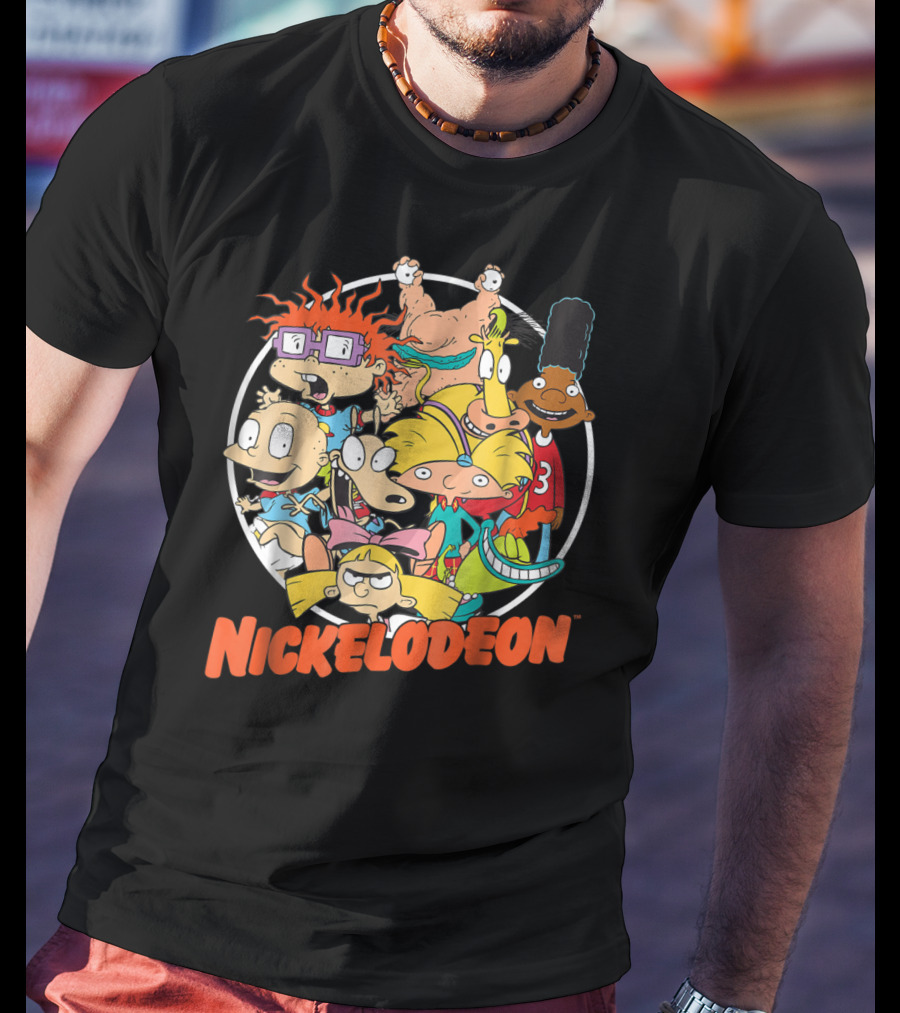 Nickelodeon Classic 90s Characters Rugrats Hey Arnold Gerald Cartoons T-Shirt