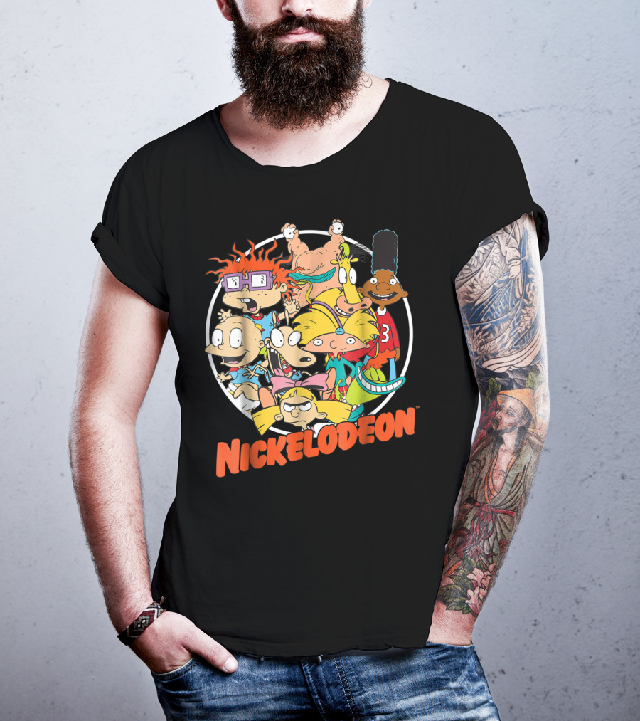 Nickelodeon Classic 90s Characters Rugrats Hey Arnold Gerald Cartoons T-Shirt