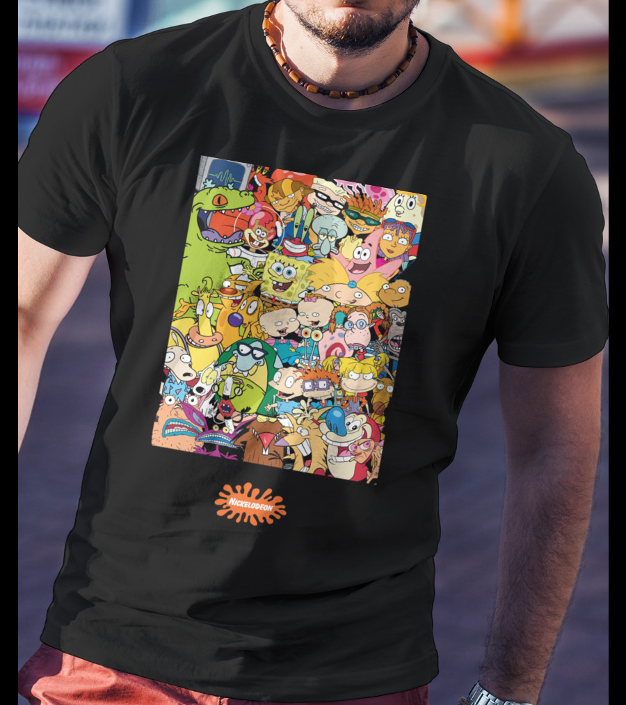 Nickelodeon Classic 90s Cartoon Character Collage T-Shirt