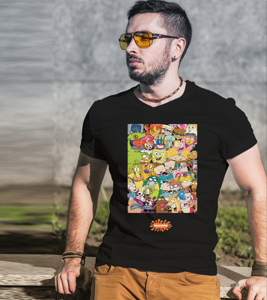 Nickelodeon Classic 90s Cartoon Character Collage T-Shirt