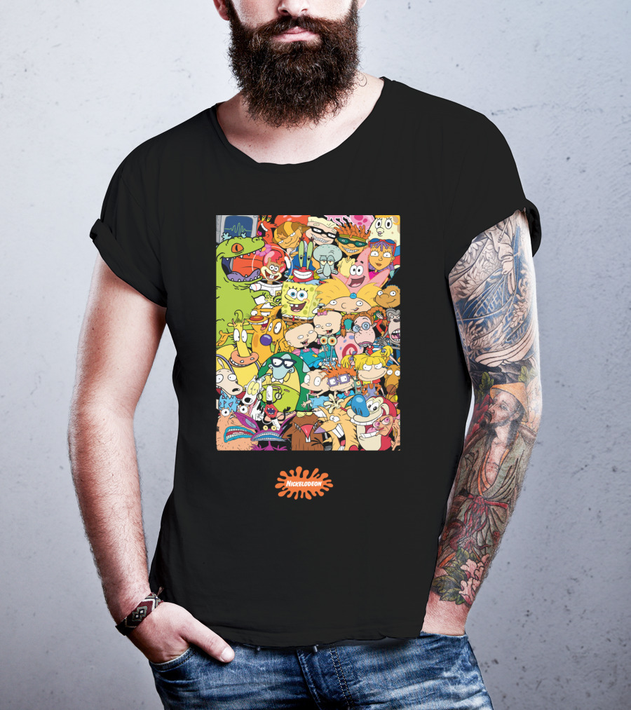 Nickelodeon Classic 90s Cartoon Character Collage T-Shirt