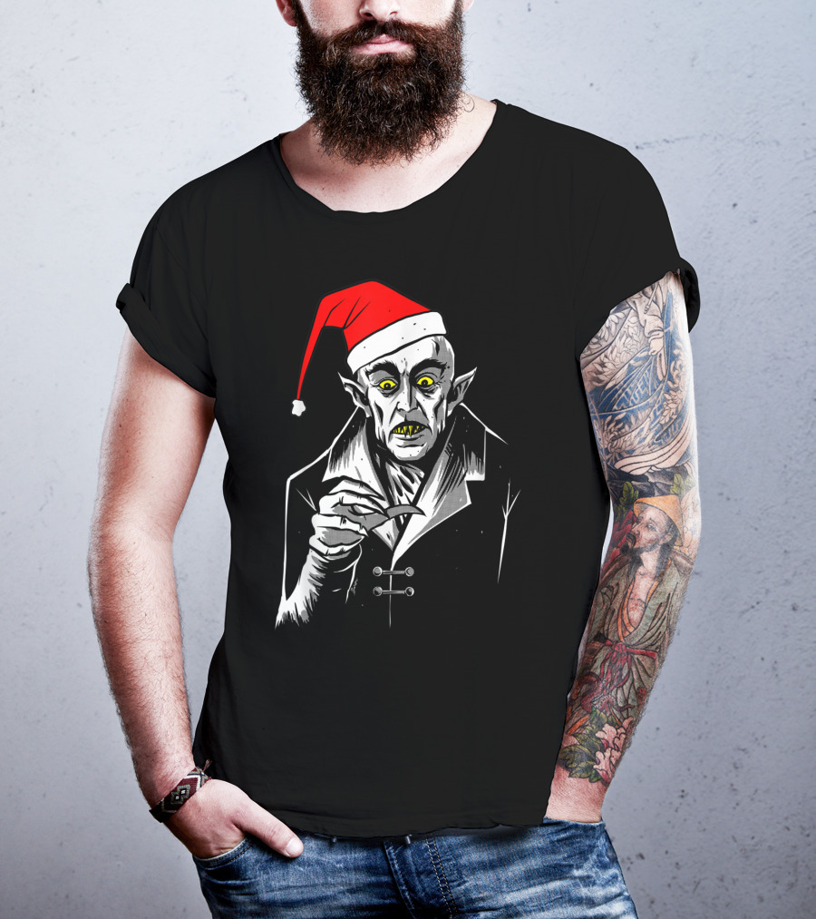 Nosferatu Vampire Santa Christmas Clause T-Shirt