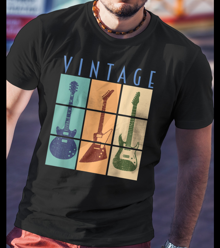 Vintage Retro Classic Guitar Cool Vintage Guitars T-Shirt