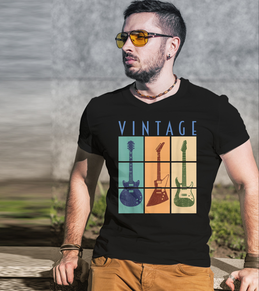 Vintage Retro Classic Guitar Cool Vintage Guitars T-Shirt