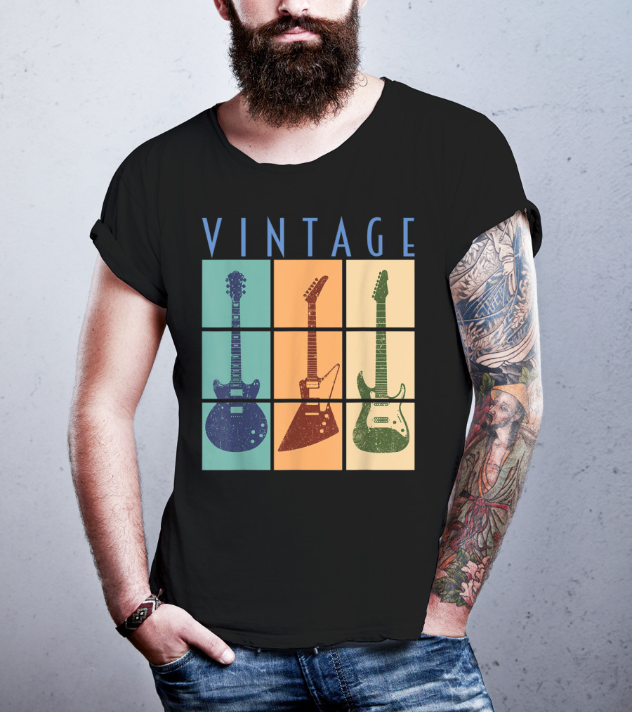 Vintage Retro Classic Guitar Cool Vintage Guitars T-Shirt