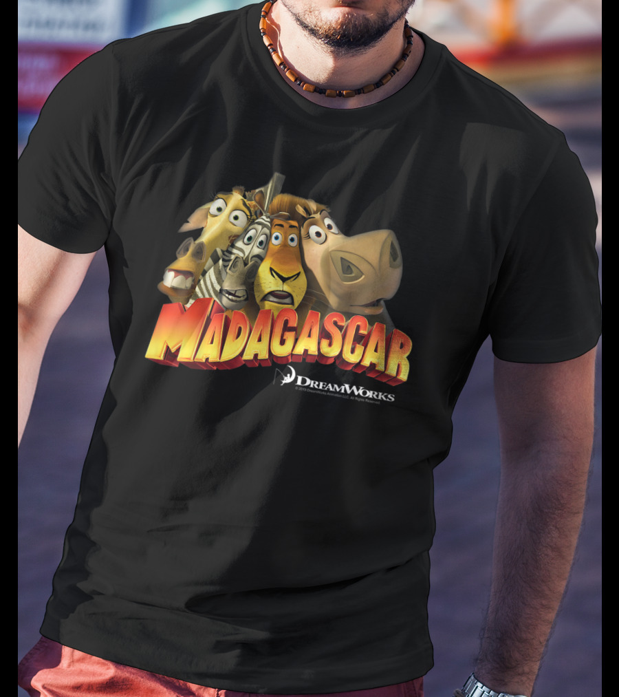 Madagascar DreamWorks Movie Characters Squished Group Shot T-Shirt