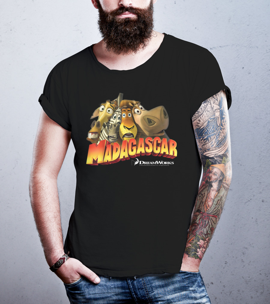 Madagascar DreamWorks Movie Characters Squished Group Shot T-Shirt
