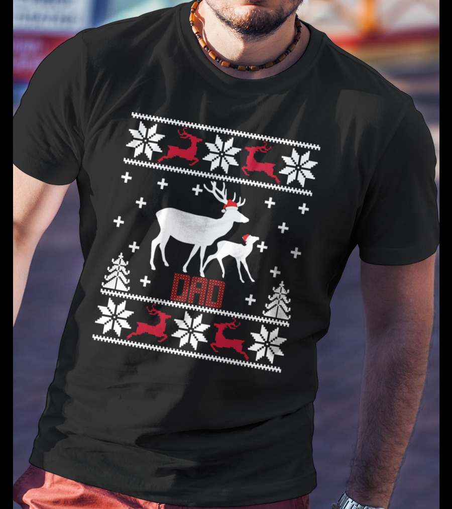Dad Deer Santa Christmas T-Shirt