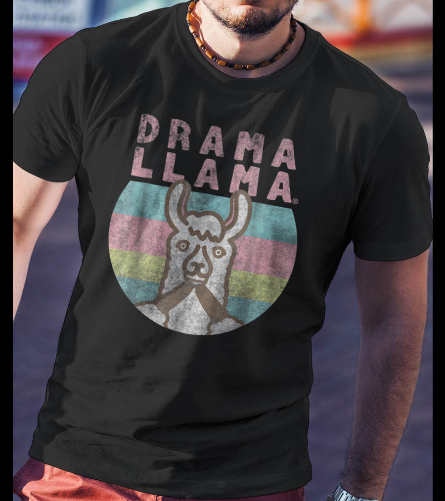 Drama Llama Vintage Classic Lama Retro Stripes T-Shirt
