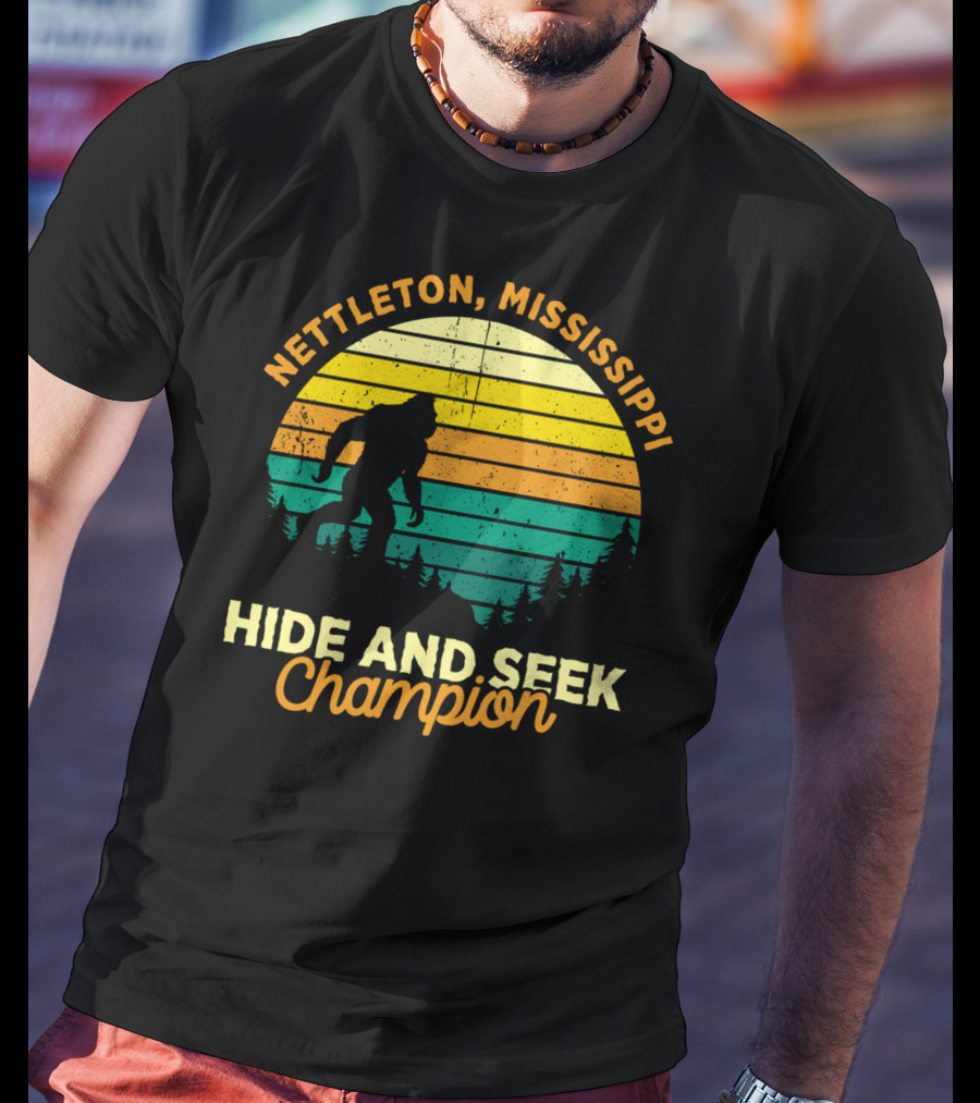 Nettleton Mississippi Bigfoot Hide And Seek Champion Retro T-Shirt