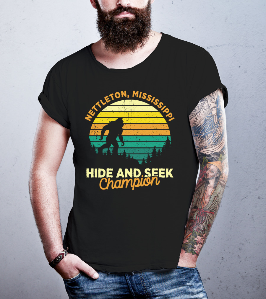Nettleton Mississippi Bigfoot Hide And Seek Champion Retro T-Shirt