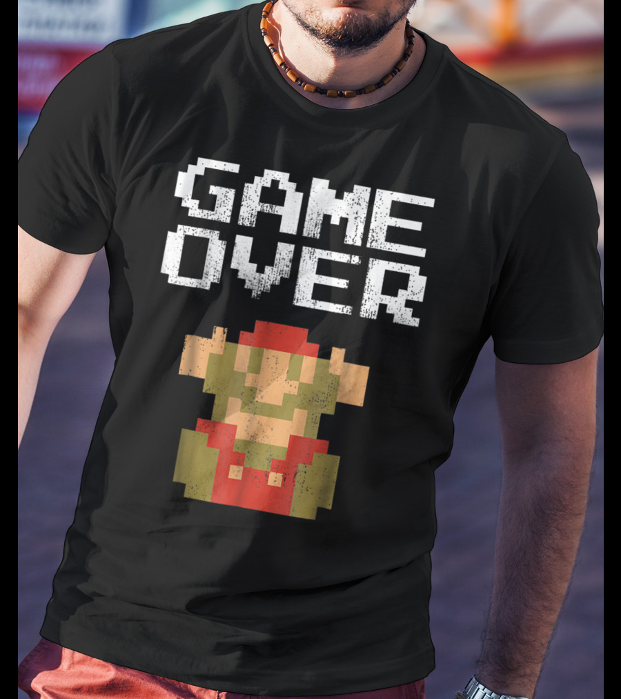 Super Mario Game Over Pixel Art Mario Fall T-Shirt